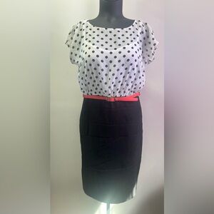 Alyx Black Dress with Coral Belt